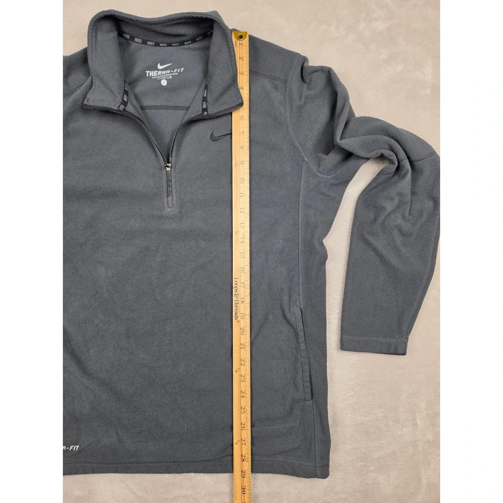 Nike Therma-Fit Quarter Zip Pullover Mens Large Gray Fleece 418343-060